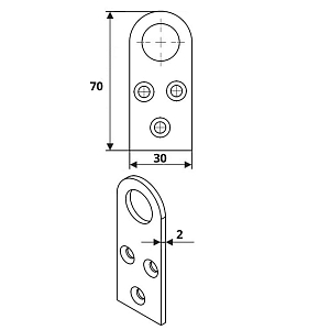 Проушина 70х30 (70х30х2) (цинк белый) #225064